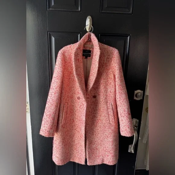 J.Crew Nalya Italian Tweed Lady Coat Peach Pink Wool Blend Topcoat Size 4 - Picture 6 of 15